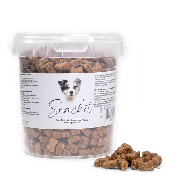 Snack'it - Semi-Moist Mini Bones m. Struds, 500g