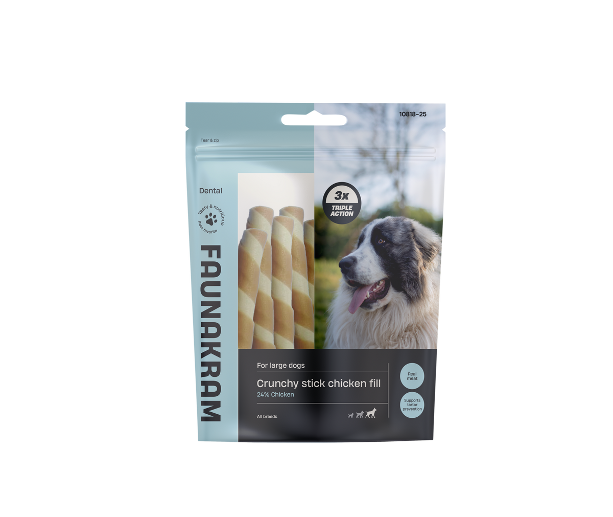 Faunakram - Sprøde Dental Sticks m. Kylling, Large (bf. 30/4-27)