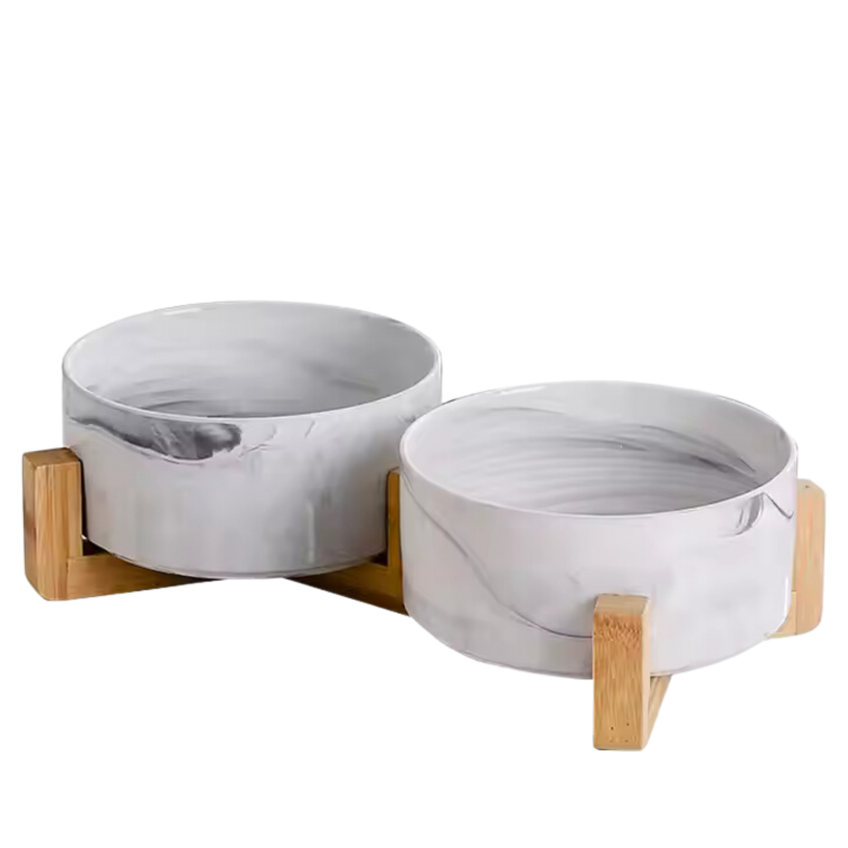Marmor Skålsæt m. Træstativ - 400ml