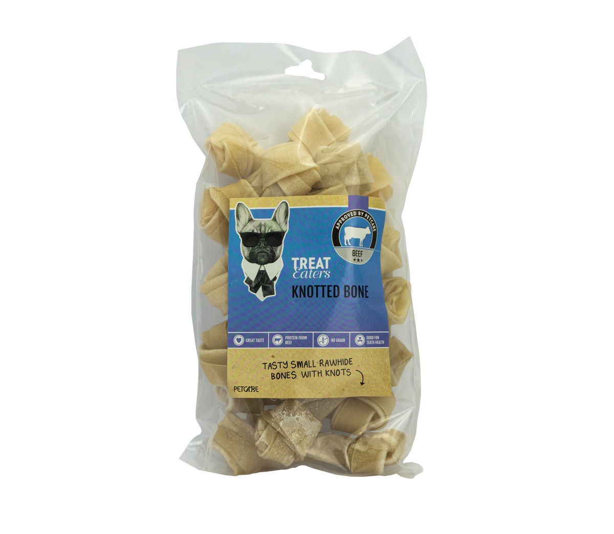 TreatEaters Knotted Bone knudeben af oksehud, 12 stk.