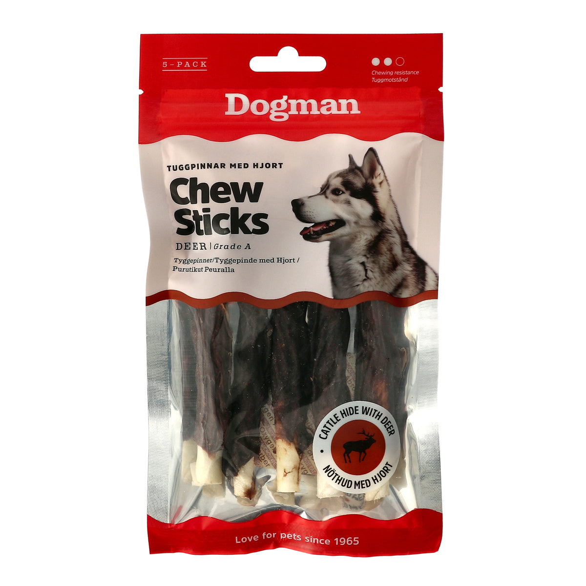 Dogman - Tyggepinde m. Hjort - 5 stk.