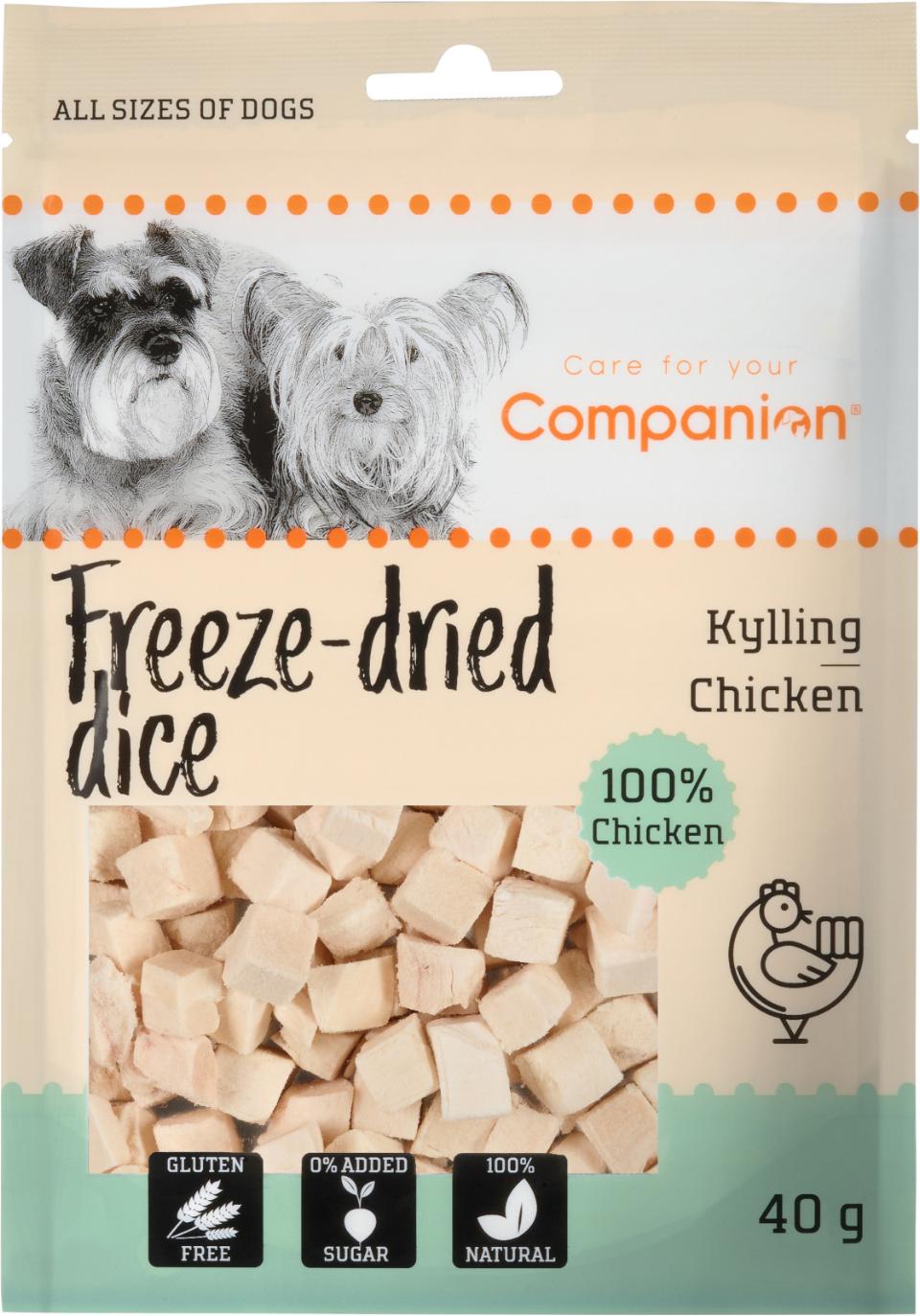 Companion - Frysetørrede terninger m. kylling 40g