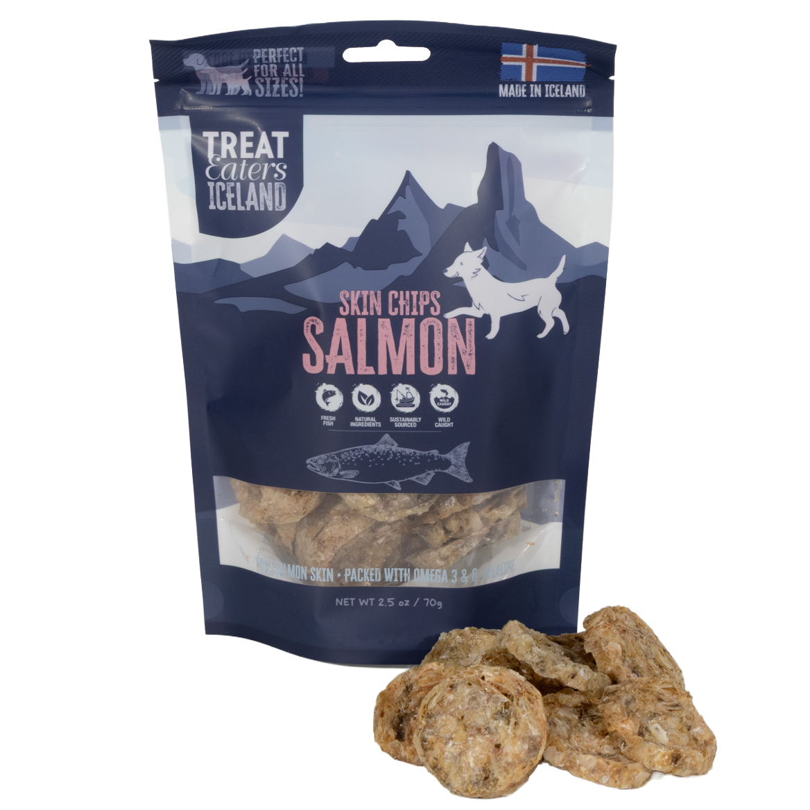 TreatEaters Islandske Lakseskind chips store godbidder 70g