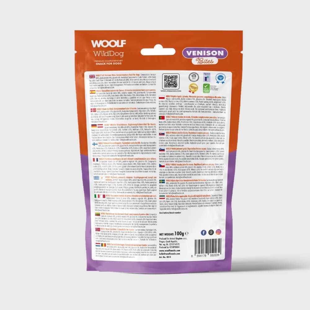 Woolf Bløde Vildtbidder 100 g – bagside