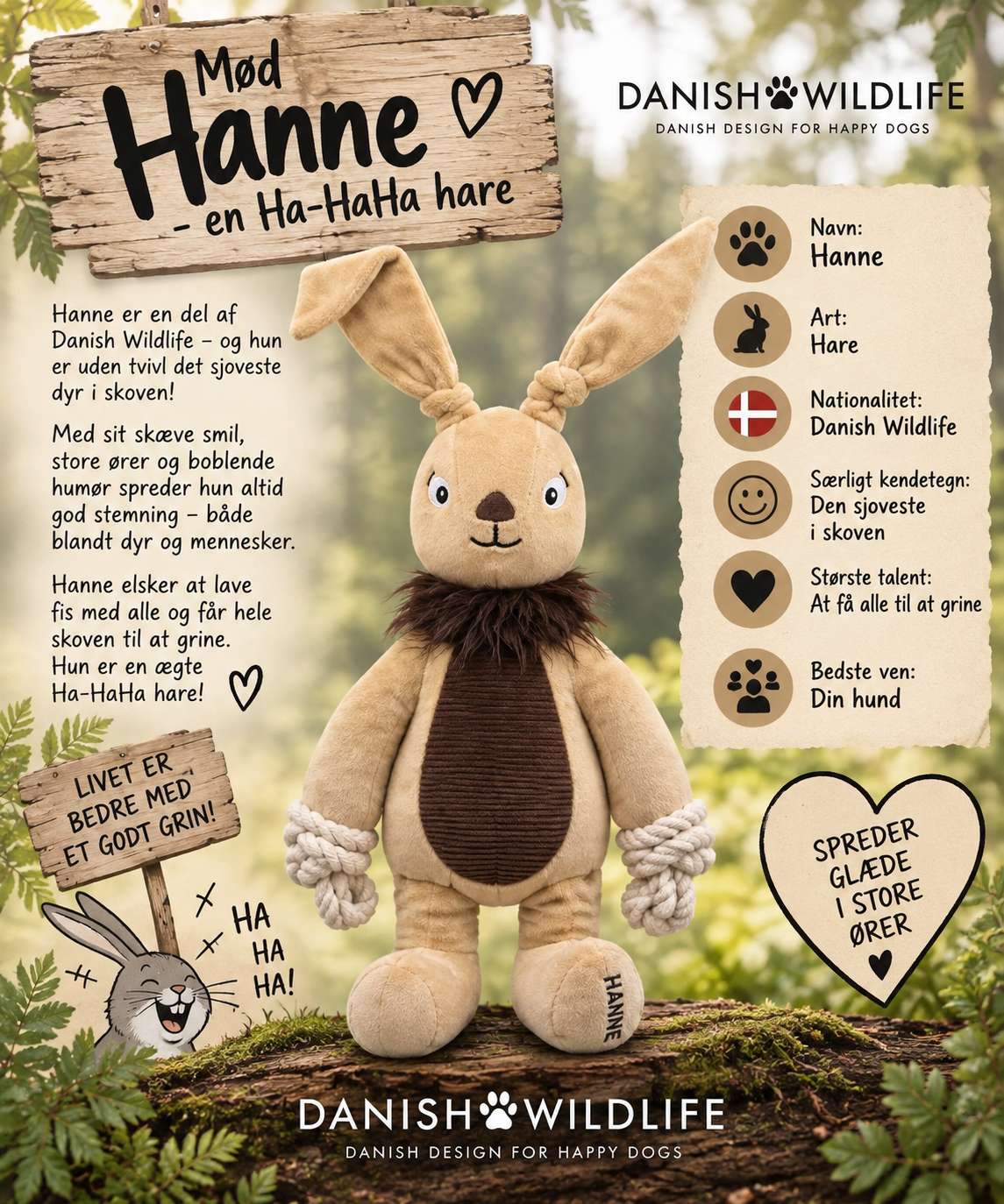 B&B Danish Wildlife hare Hanne hundebamse