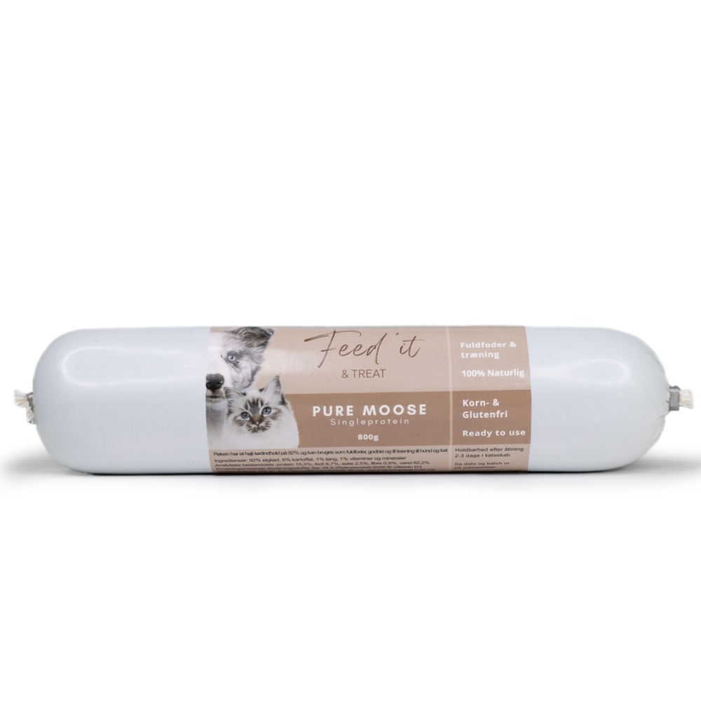 Feed'it & Treat Pure Moose 800g, foderpølse med elg
