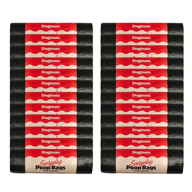 24 ruller - Hundeposer m. Håndtag – 100% Genbrug (960 stk.)