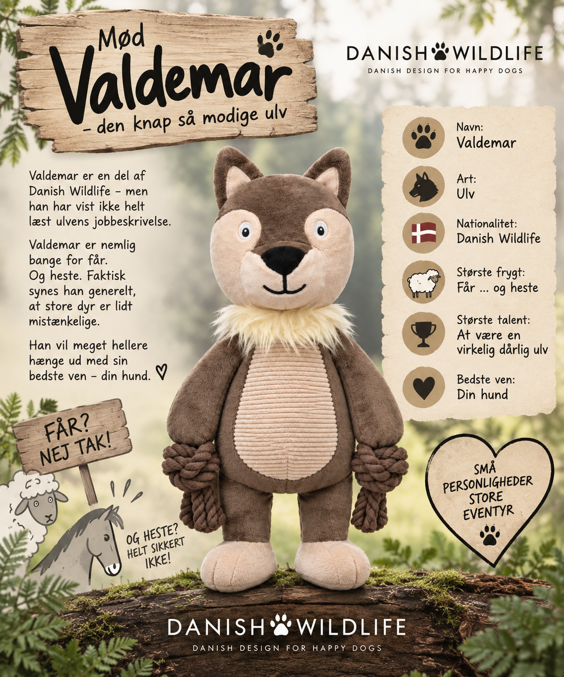B&B Danish Wildlife ulv Valdemar hundebamse