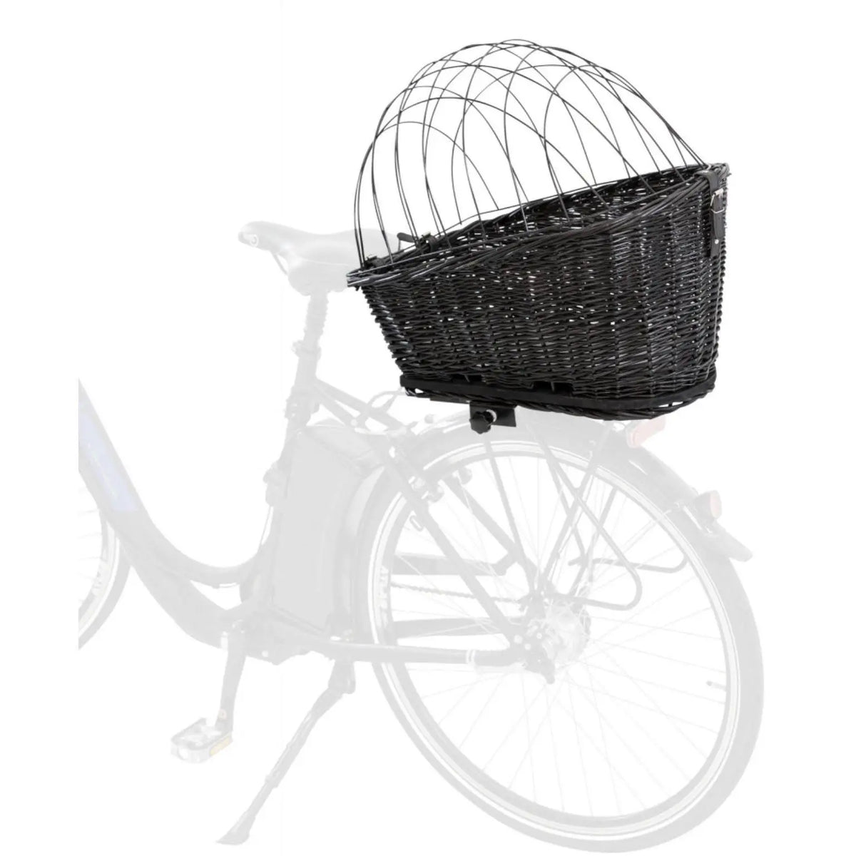 Cykelkurv til hunde, til bagagebærer i sort flet Trixie