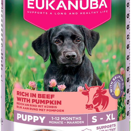 Eukanuba Puppy vådfoder, oksekød med græskar, 400g