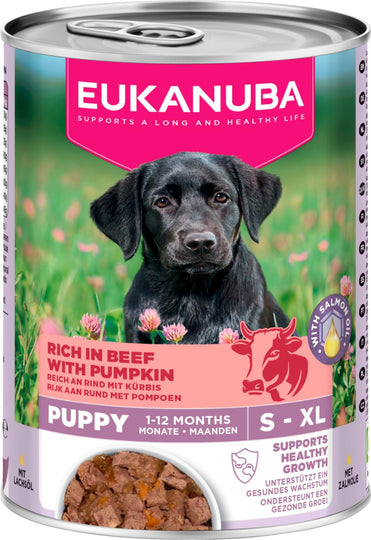 Eukanuba Puppy vådfoder, oksekød med græskar, 400g