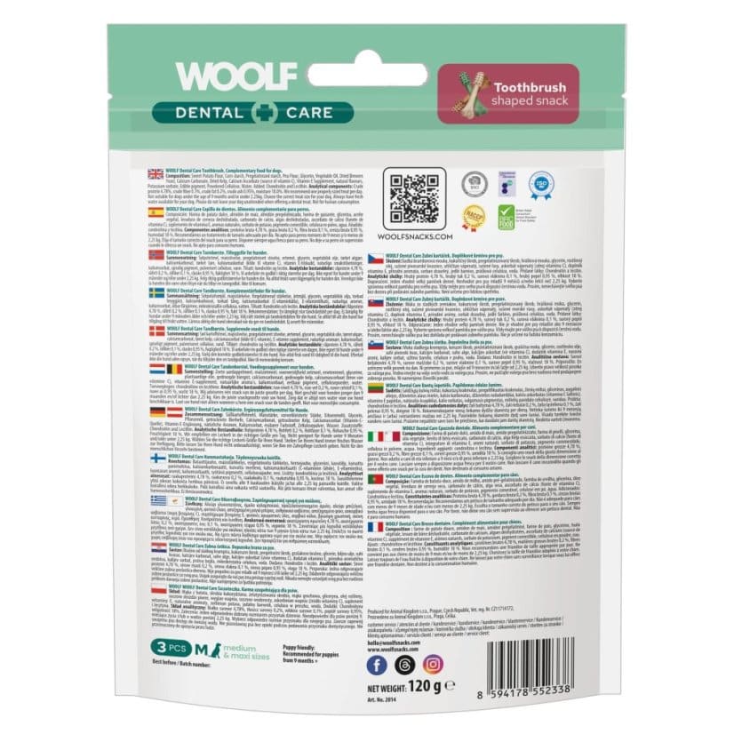 Woolf Dental Tandbørste Medium 120 g – bagside