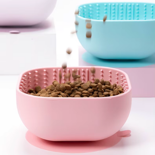 Slikkeskål m. Sugekop, Lyserød