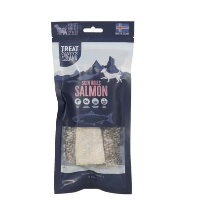 TreatEaters Islandske Lakseskind Ruller 3-pak 30g
