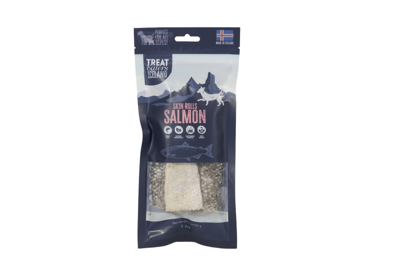 TreatEaters Islandske Lakseskind Ruller 3-pak 30g