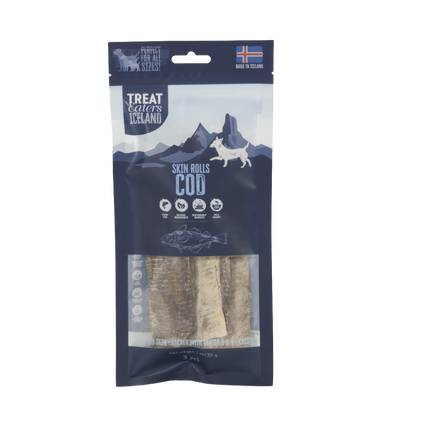 TreatEaters Islandske Torskeskind Ruller 3-pak 30g