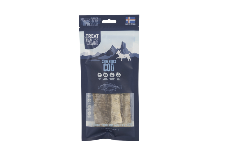 TreatEaters Islandske Torskeskind Ruller 3-pak 30g