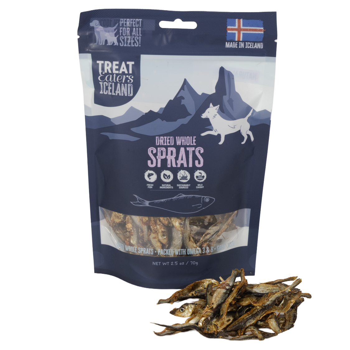 TreatEaters Islandske Tørrede Hele Brislinger 70g
