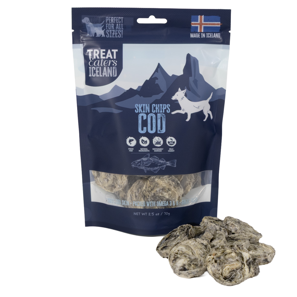 TreatEaters Islandske Torskeskind chips store godbidder 70g