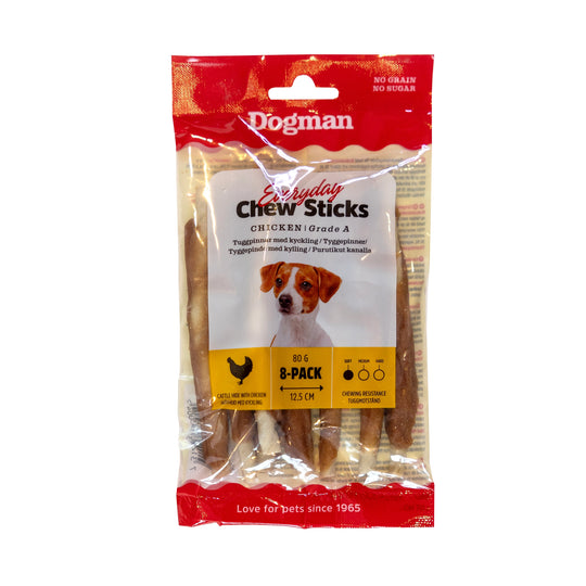 Dogman - Tyggepinde m. Kylling, 8 stk. - Small