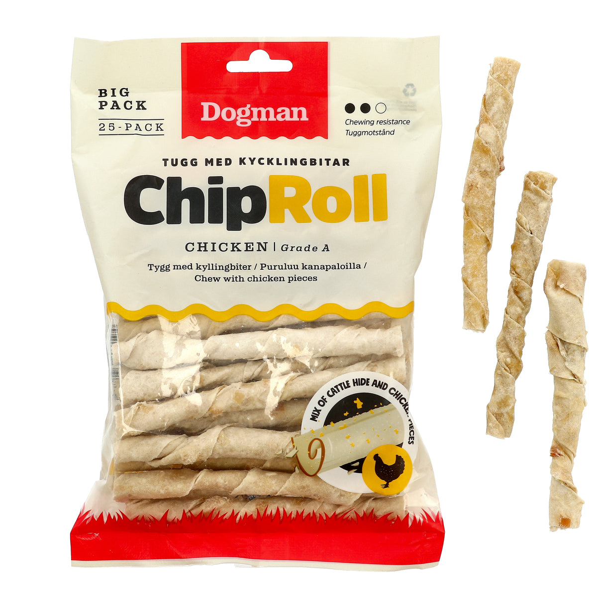 Dogman - Chip Sticks m. Kylling, 25stk.