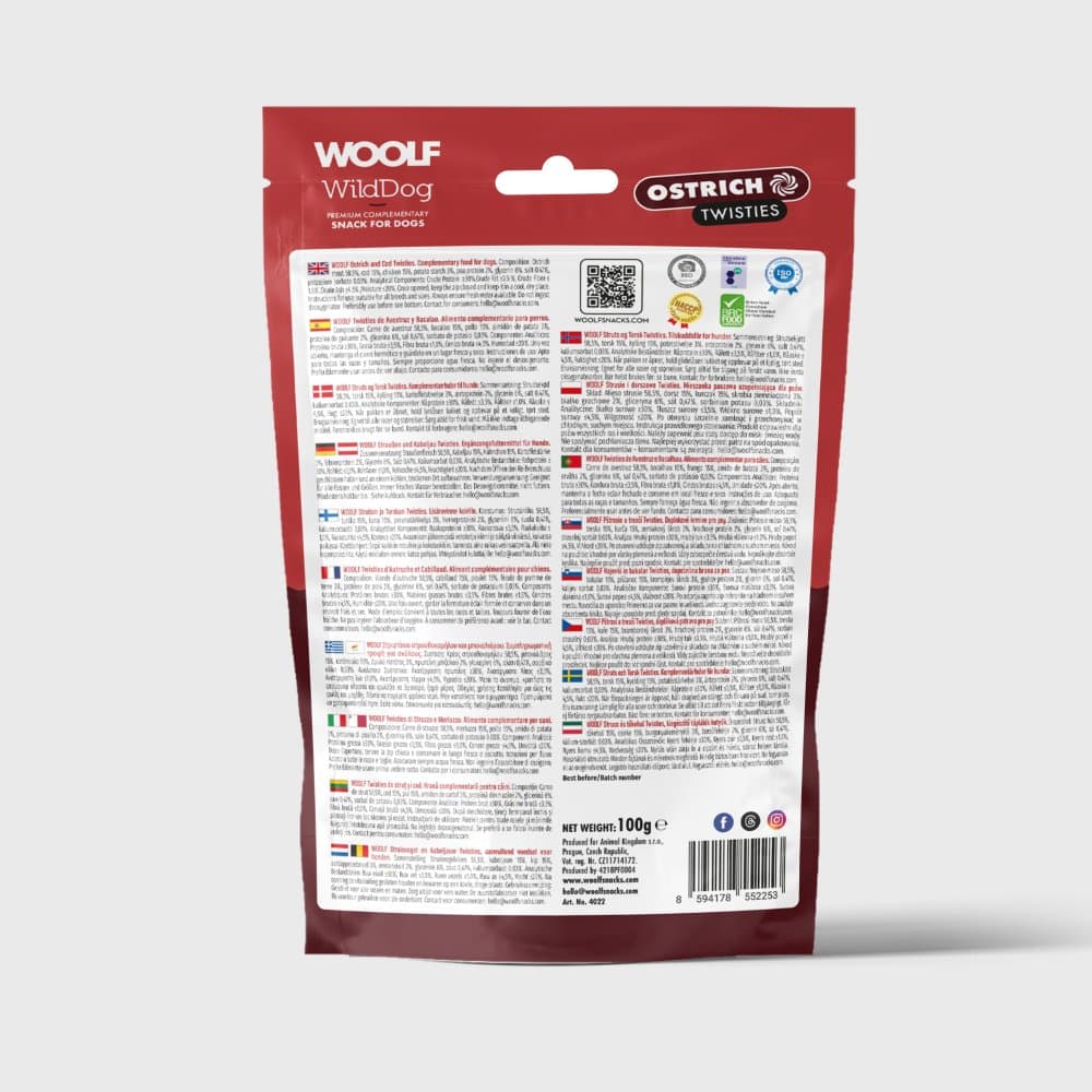 Woolf Struds & Torsk Spiraler 100 g – bagside