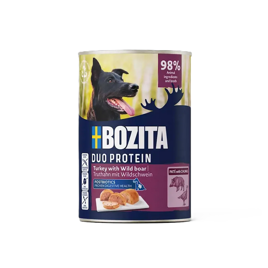 Bozita Paté med kalkun og vildsvin, vådfoder til hund 400g
