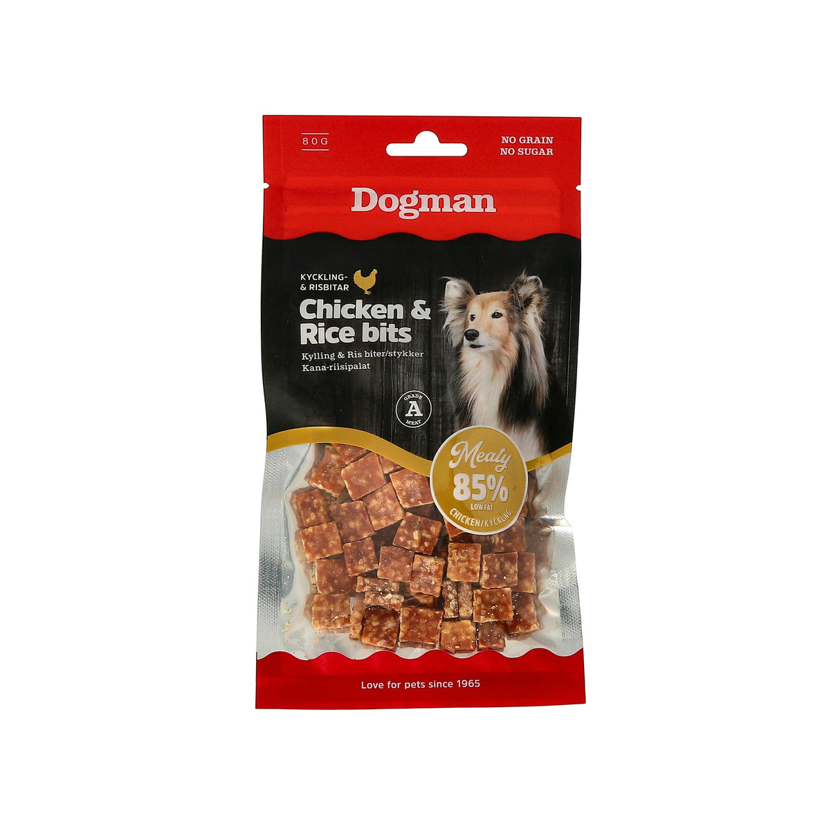 Dogman Cubes m. kylling og ris, 80g (bf. 5/10-2026)
