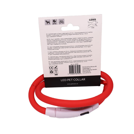 LED-Halsbånd - Justerbard og genopladeligt, rød