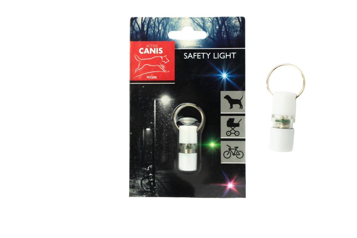 Active Canis Safety Light – Mini LED-lygte til Halsbånd, Hvid