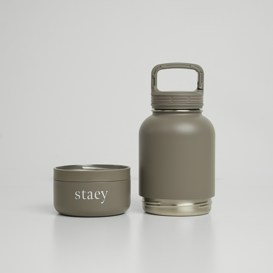 Staey - Noona 2-i-1 rustfri vandflaske m. skål