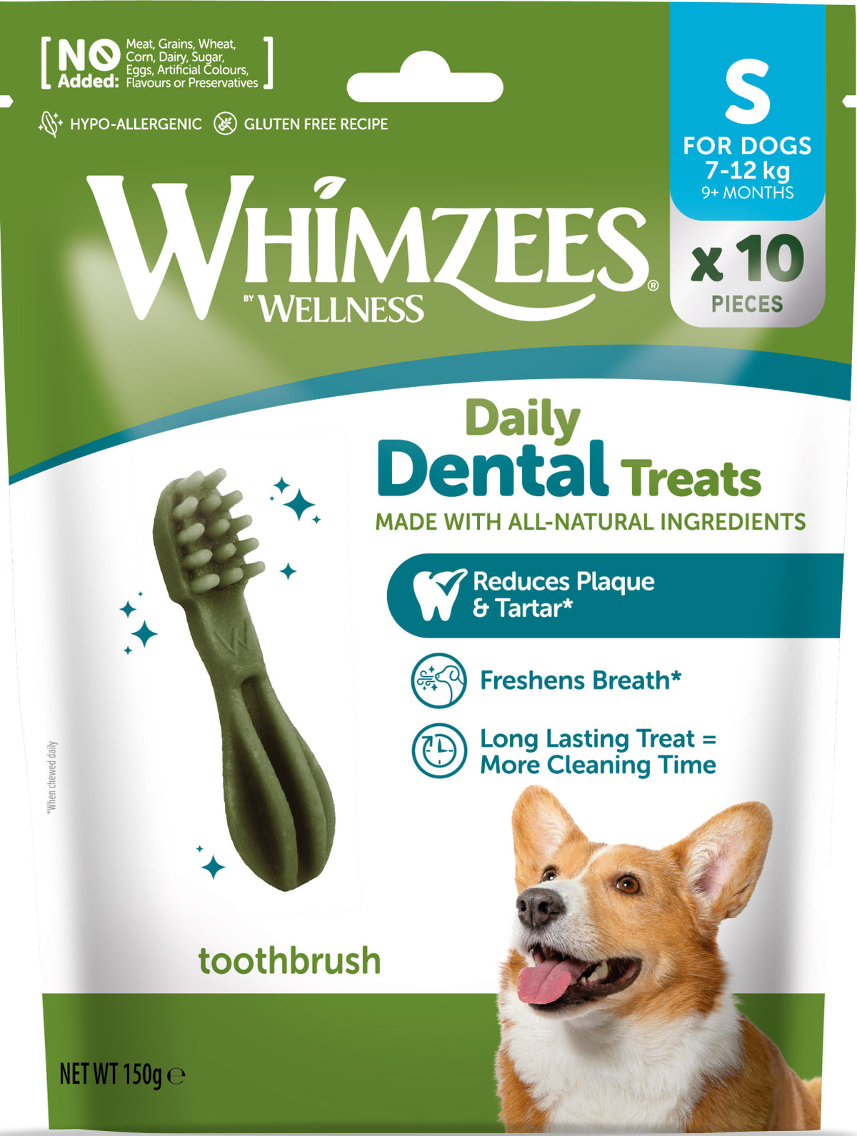 Whimzees Toothbrush S tandrensende tyggeben, 10 stk.