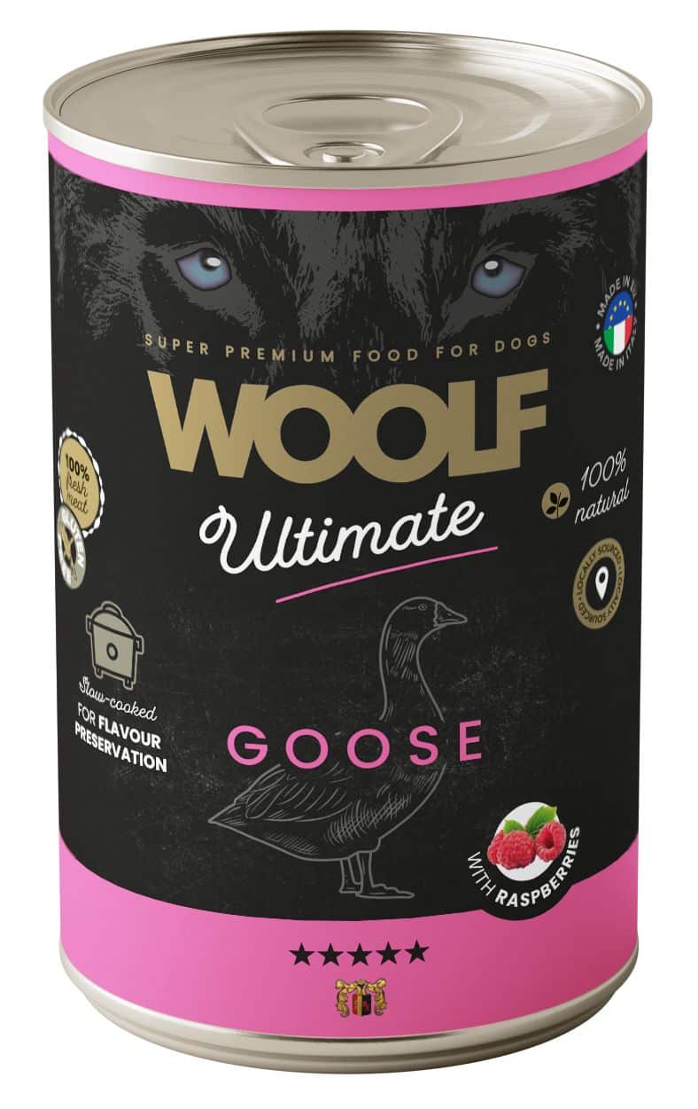 Woolf - Ultimate Vådfoder m. Gås & Hindbær, 400g