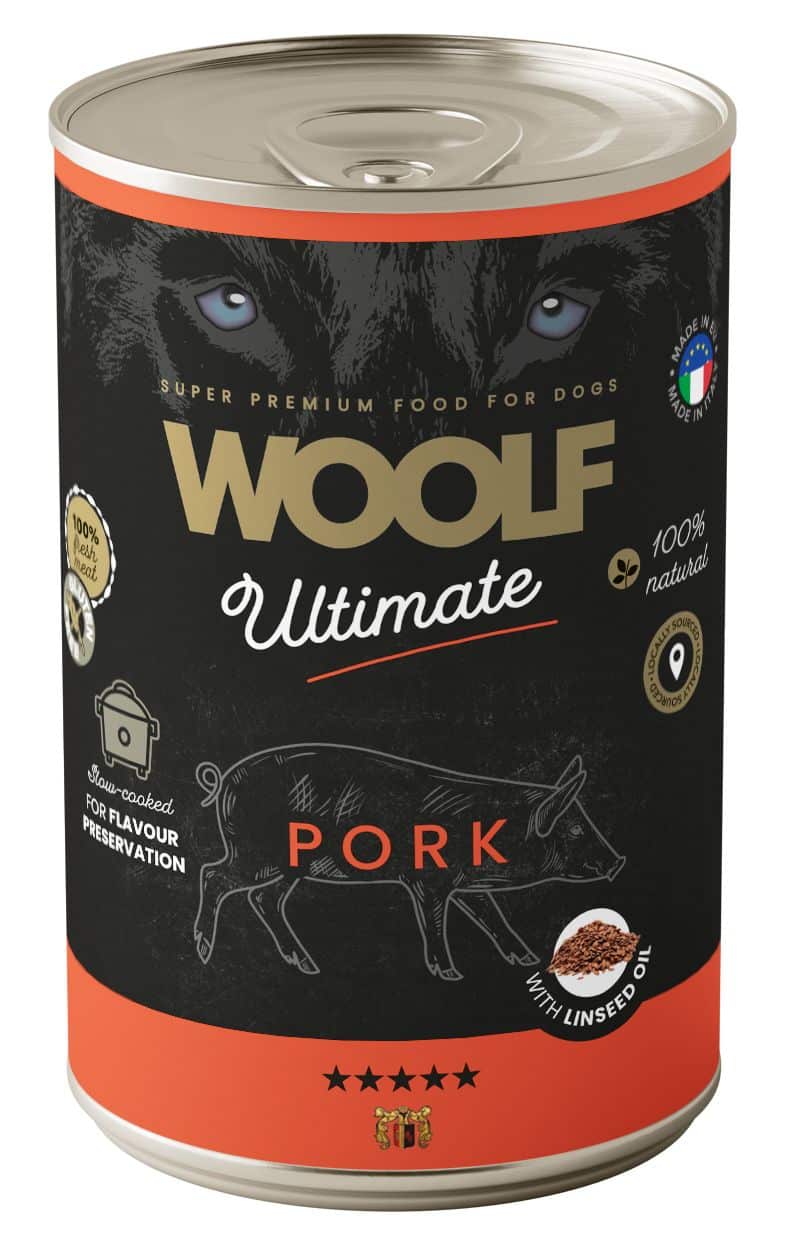 Woolf - Ultimate Vådfoder m. Gris & Linolie, 400g