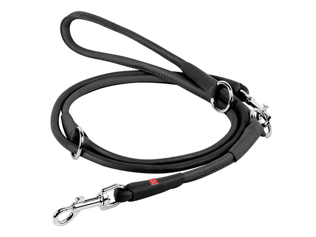 WauDog - Rundsyet Læder Dressurline, Sort
