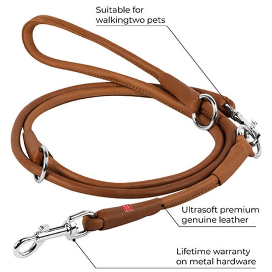 WauDog - Rundsyet Læder Dressurline, Brun