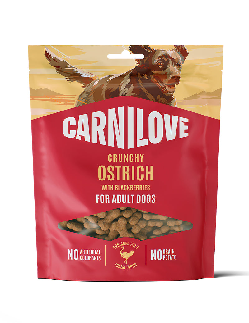 Carnilove Crunchy Snack Struds med Brombær – 200g