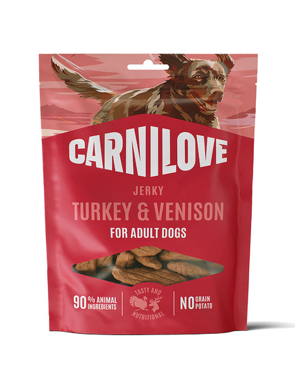 Carnilove Jerky-godbidder Kalkun med Vildt – 100g