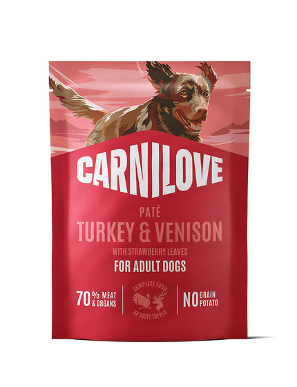 Carnilove Pouch Paté Kalkun & Vildt med Jordbærblade – 300 g