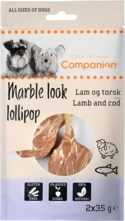 Companion Marble Look Slikkepinde - Lam & Torsk, 2x35 g
