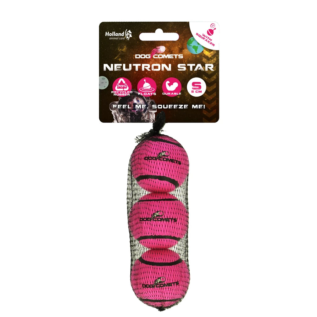 Dog Comets Tennisbold m. Pivelyd – Pink (3-pak)
