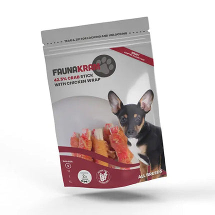 Faunakram Crab Stick med kyllingewrap, lille hund Faunakram