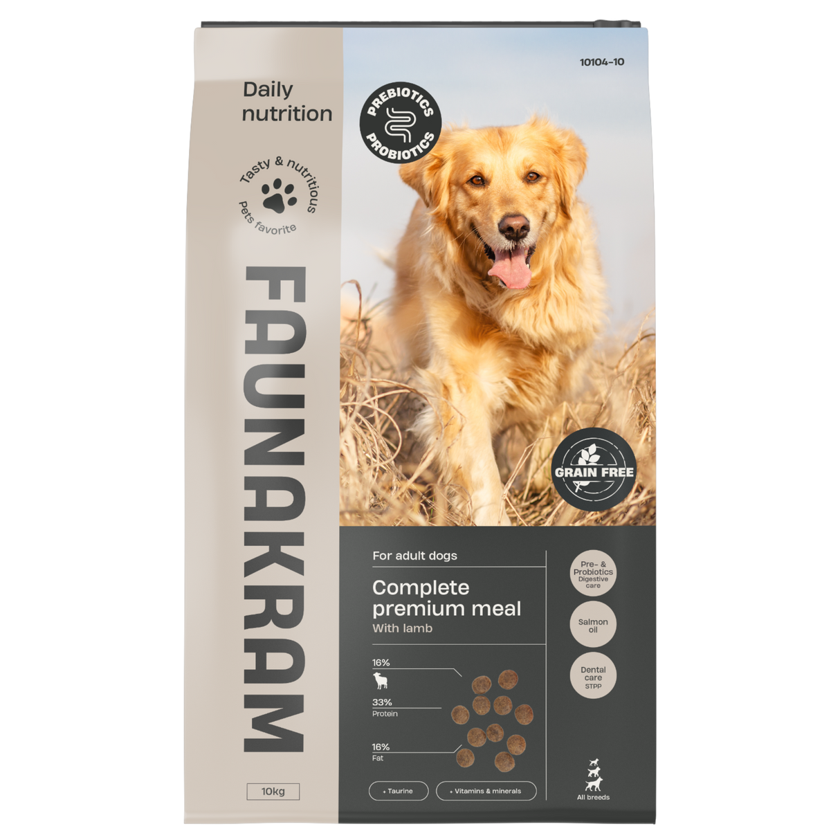Kornfrit Hundefoder – Lam & Kylling m. Pre- & Probiotika (10 kg)