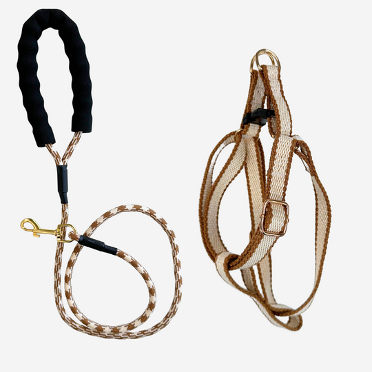 Furpect - Sæt m. Hundesele & Snor, Brun