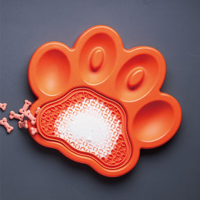 2-i-1 Paw Feeder og slikkemåtte i orange fra PetDreamHouse