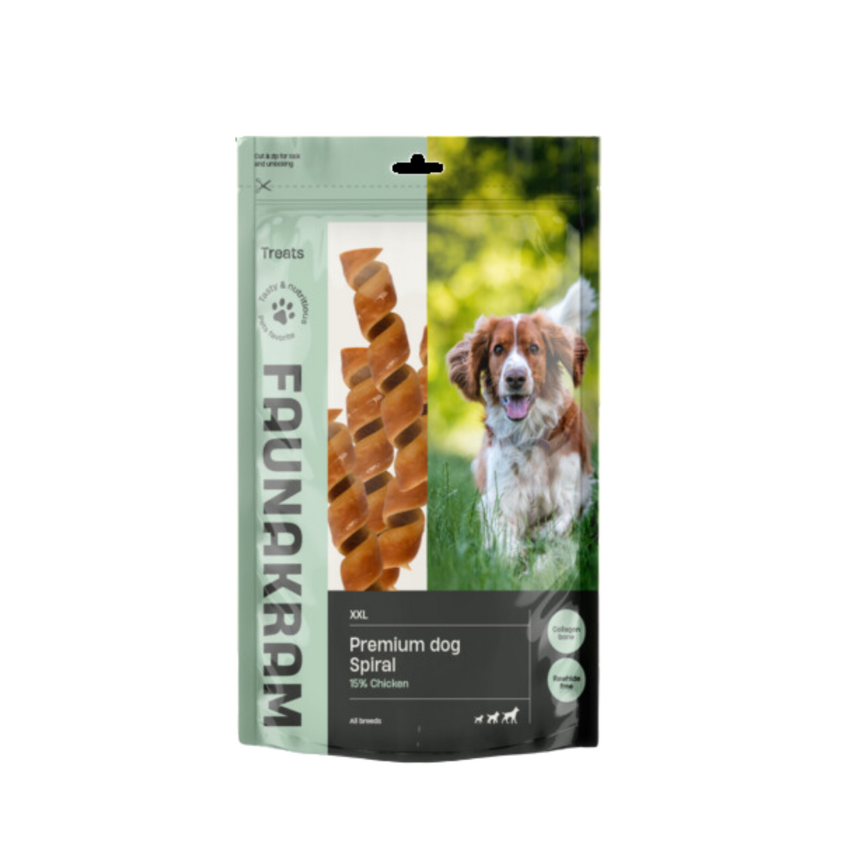 Faunakram - XXL Spiral Kollagen Tyggeben mix m. Kylling og Lam, 450g