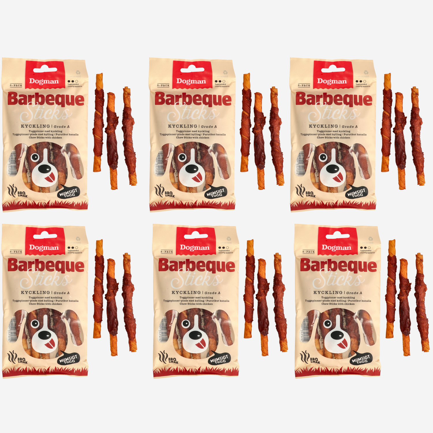 MÆNGDERABAT - 30stk. Tyggepinde m. Barbeque & Kylling