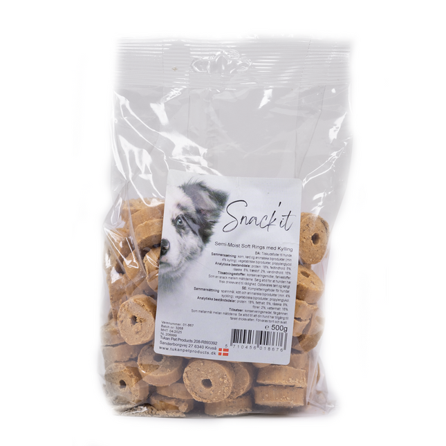 Snack'it - Soft Rings m. Kylling, 500g (datovare)