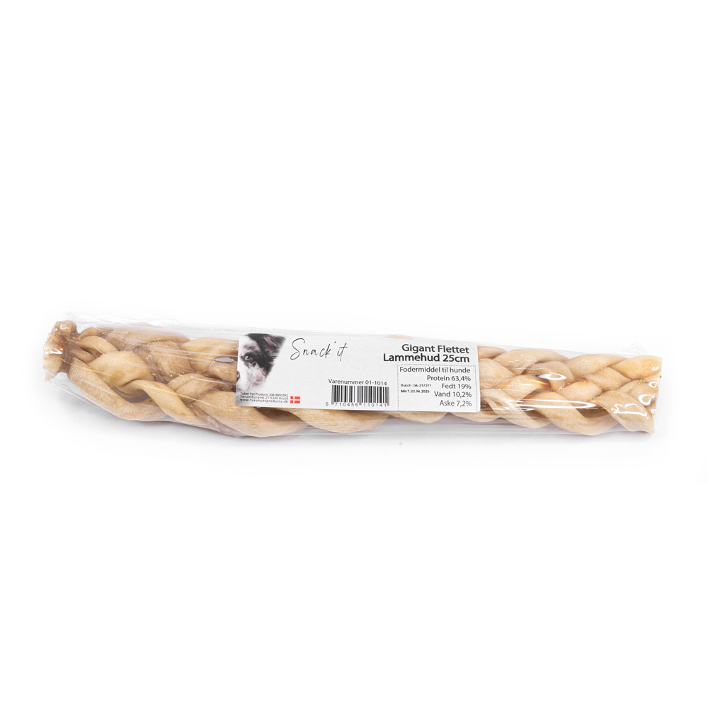 Snack'it Gigant Flettet Lammehud 25cm i folie