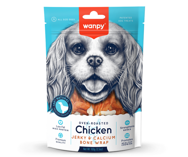 Wanpy - Chicken Jerky & Calcium Bone Wrap 100g